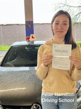I would like to say huge thank you to Peter Hamilton for helping me pass my driving test at 1st time with only 4 minors.<br />
As we both know I was very nervous driver couldn´t find driving easy but you helped me over come my challenges.<br />
Thank you for always being patient and calm with me.<br />
Couldn´t have asked for better driving instructor, I would recommend to anyone !!!<br />
Thank you and s